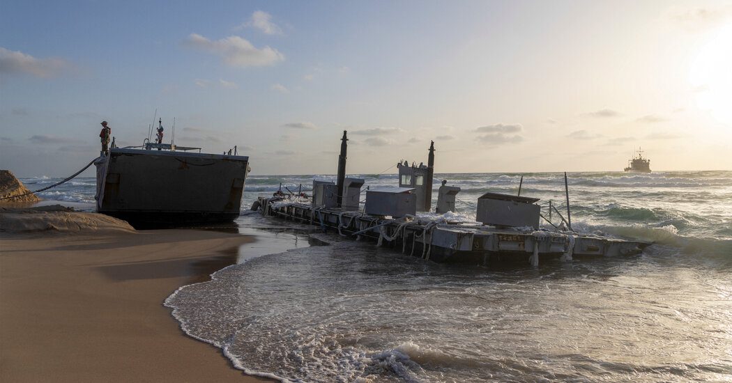 US pier for Gaza aid damaged by rough seas